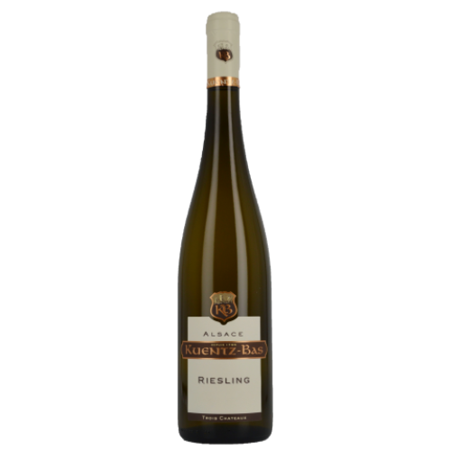 Wine bottle with a visible label on a white background