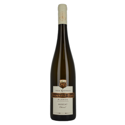 Wine bottle with a visible label on a white background