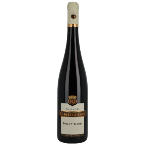 Wine bottle with a visible label on a white background