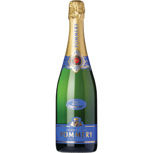 Pommery Brut Royal champagne bottle on a white background