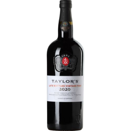 Bottle of Taylor's Late Bottled Vintage Port 2020 on a white background