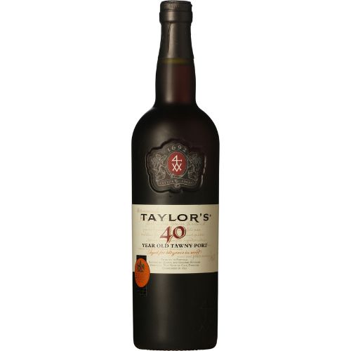 Bottle of Taylor's 40 Year Old Tawny Port on a white background