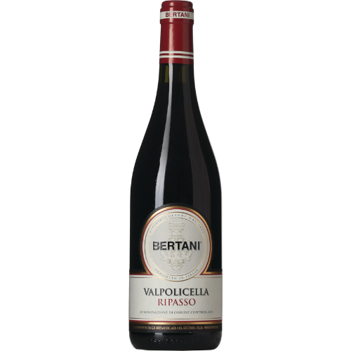 Bottle of Bertani Valpolicella Ripasso wine on a white background