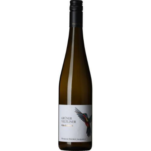 Wine bottle with a label on a white background