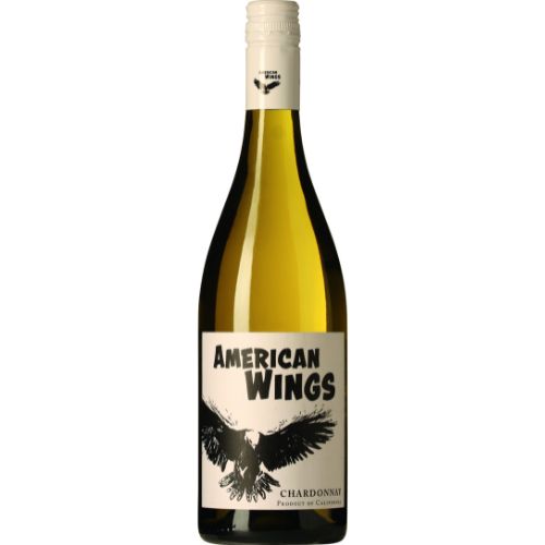 American Wings Chardonnay wine bottle on a white background