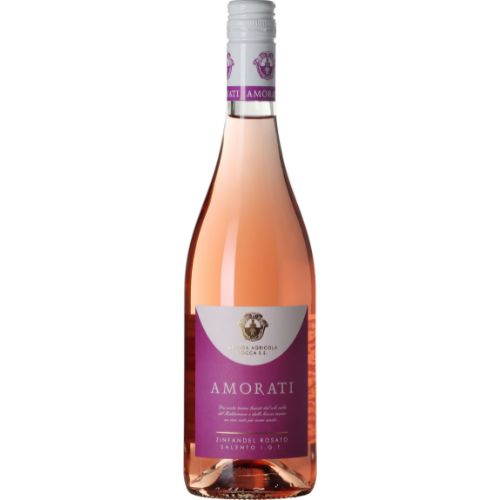 Amorati Zinfandel Rosato 2024 wine bottle on a white background