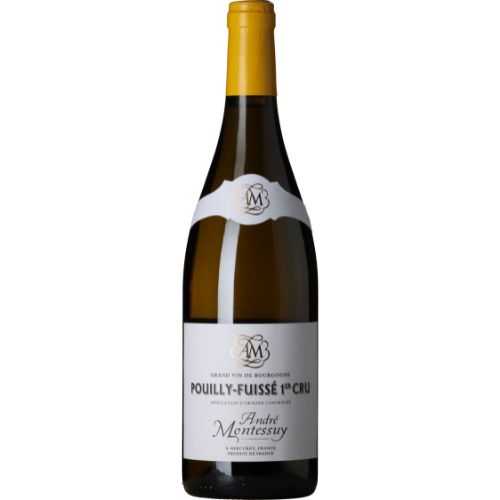 André Montessuy Pouilly-Fuissé 1er Cru AOC 2021 wine bottle on a white background