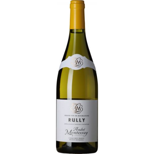 André Montessuy Rully Blanc AOC 2022 wine bottle on a white background