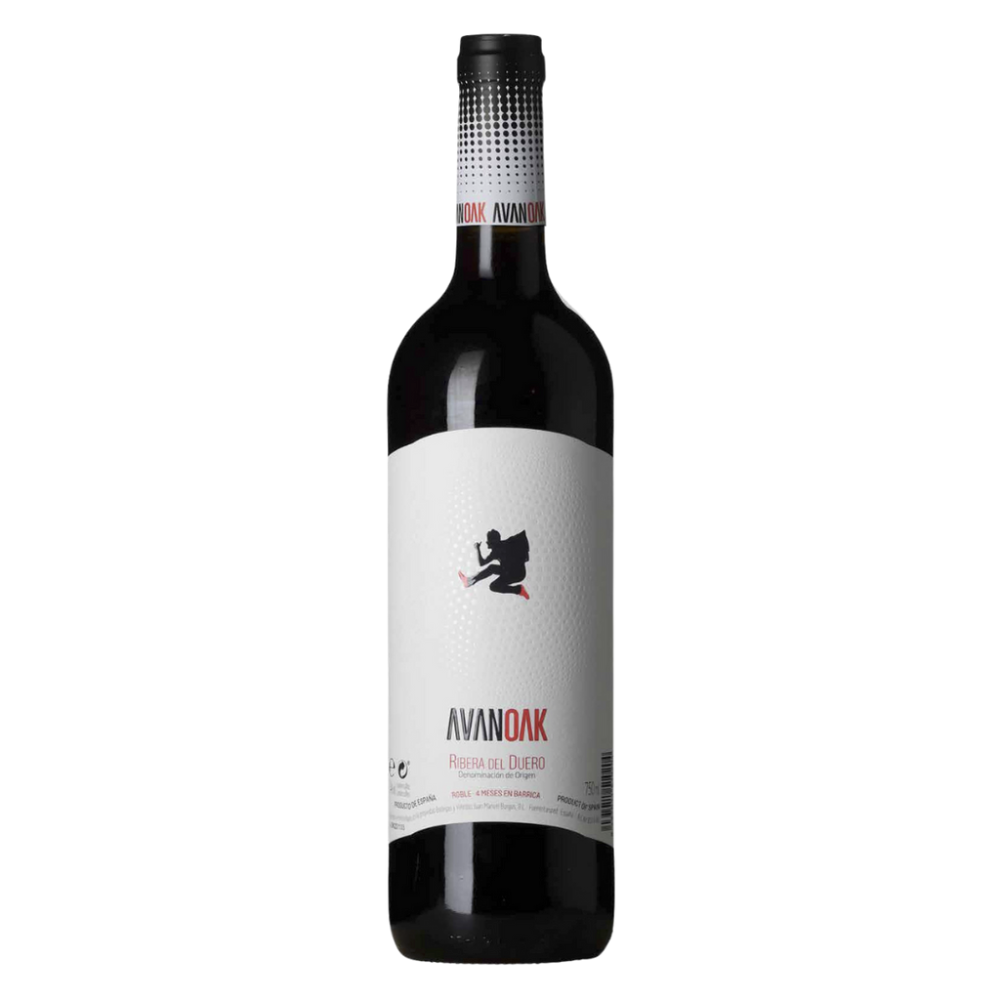 En flaske AVAN Oak Ribera del Duero på en hvid baggrund