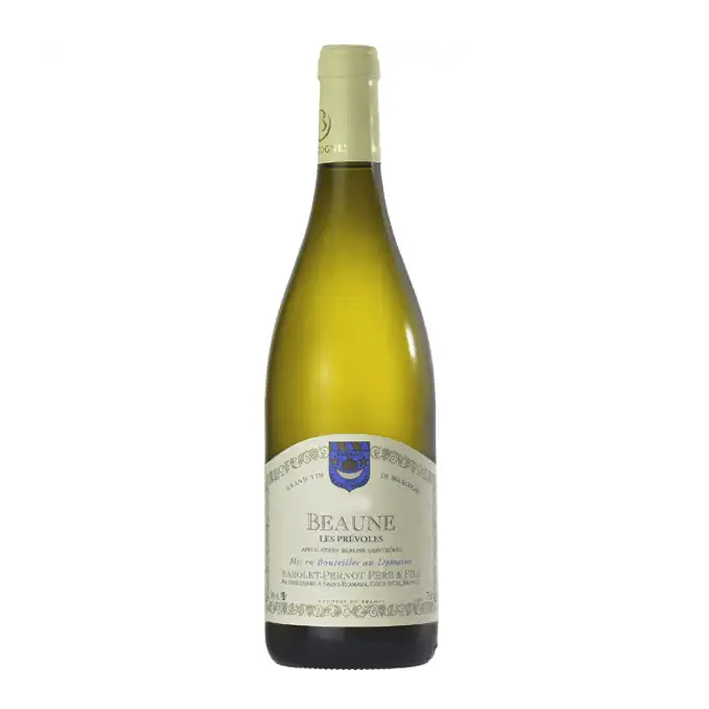 En flaske Barolet-Pernot Beaune Les Prévoles 2023 på en hvid baggrund
