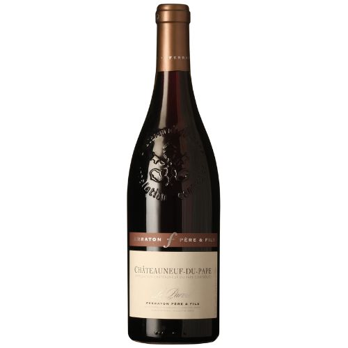 Châteaune-du-Pape Le Parvis wine bottle on a white background