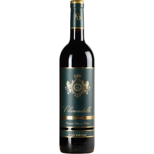 Wine bottle with Clarendell label on a white background