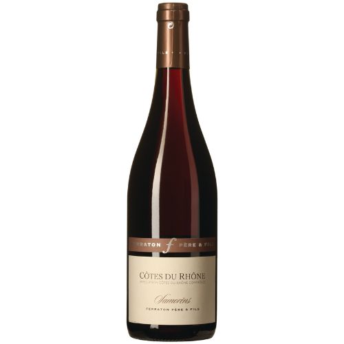 Côtes du Rhône Rouge Samorëns wine bottle on a white background