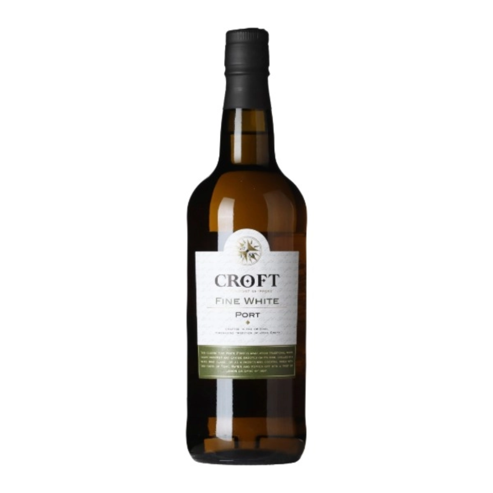 en flaske Croft Fine White Port på en hvid baggrund