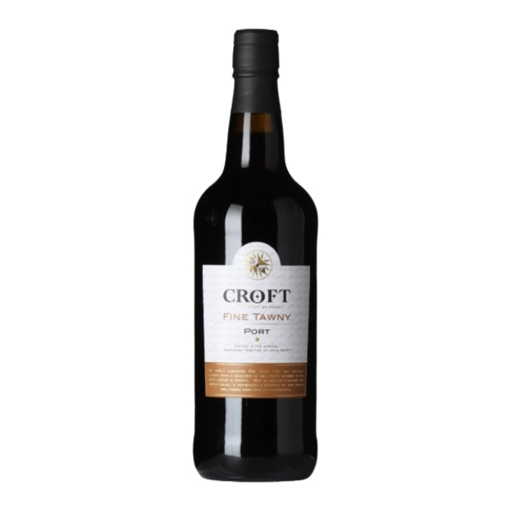 en flaske Croft Fine Tawny Port på en hvid baggrund