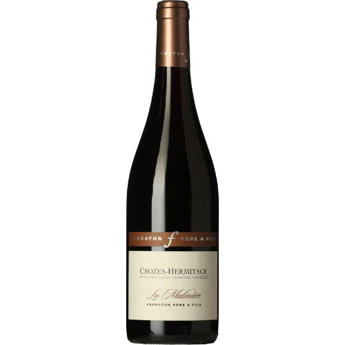Crozes-Hermitage La Matinière wine bottle on a white background