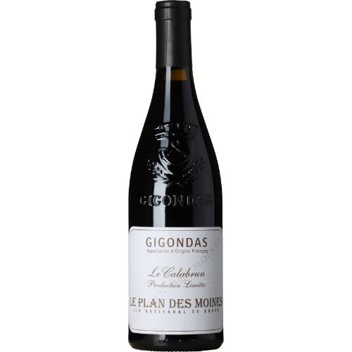 Gigondas AOP Le Calabrun wine bottle on a white background