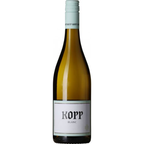 Kopp Blanc Organic 2023 wine bottle on a white background