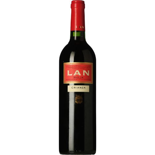 Lan Rioja Crianza wine bottle on a white background