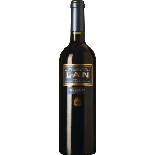 Lan Rioja Reserva wine bottle on a white background