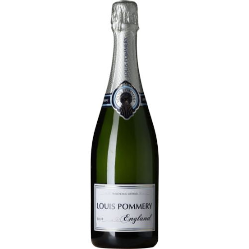 Louis Pommery Brut England wine bottle on a white background