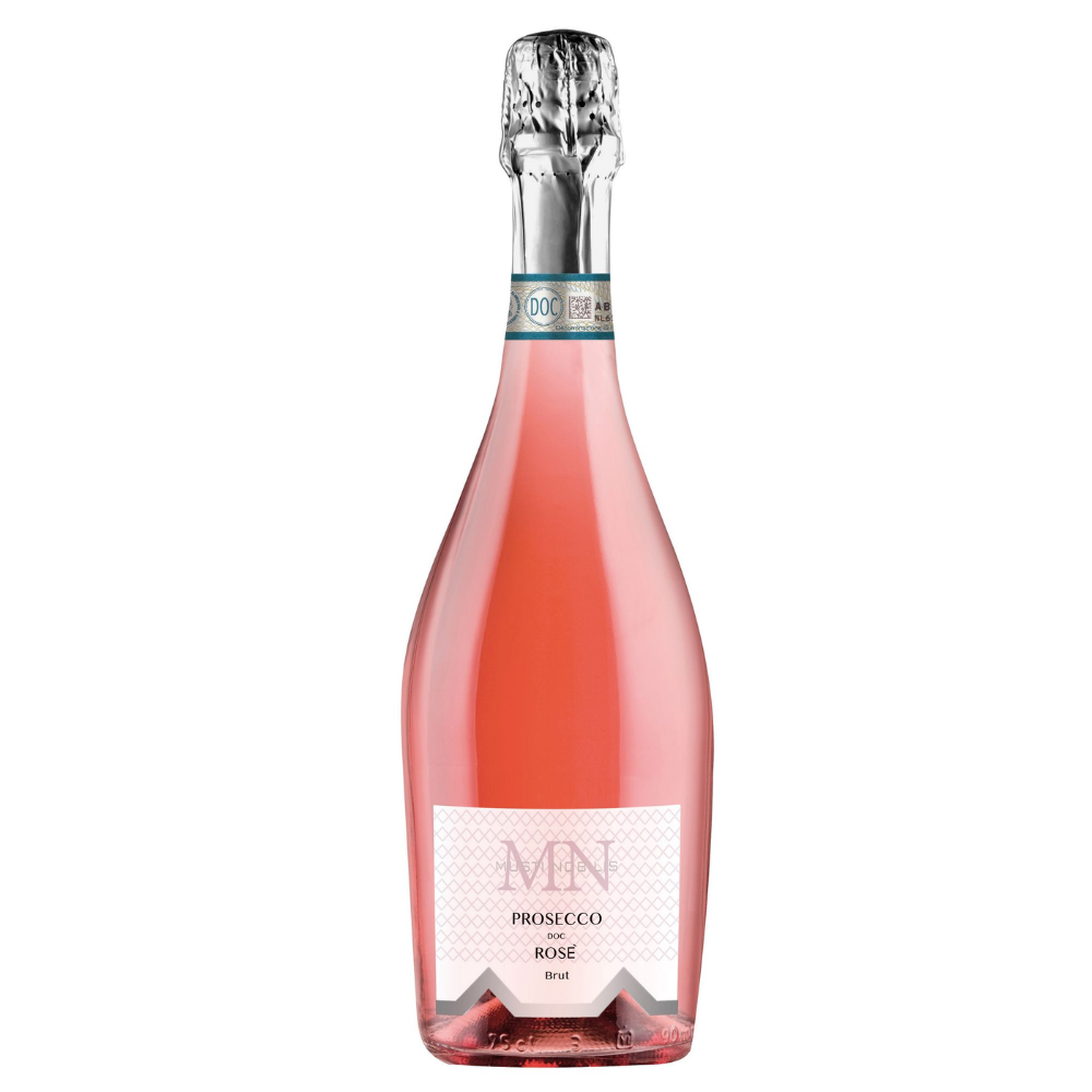 en flaske Musti Nobilis Prosecco DOC Rosé Millesimato Sparkling Brut på en hvid baggrund