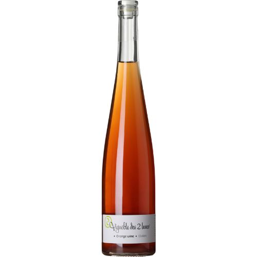 Orange Etalon wine bottle on a white background