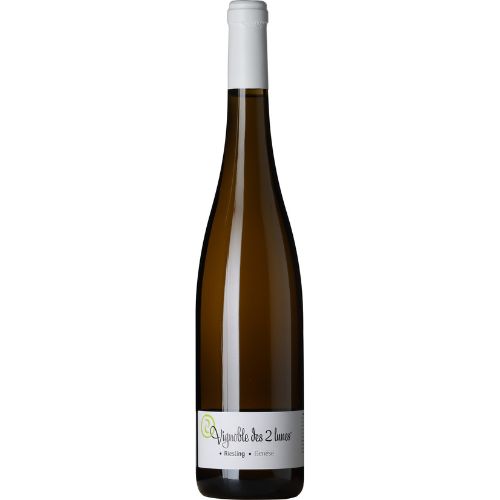 Riesling Genèse wine bottle on a white background
