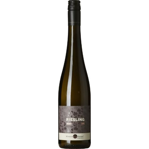 Riesling Kremstal DAC Reserve wine bottle on a white background