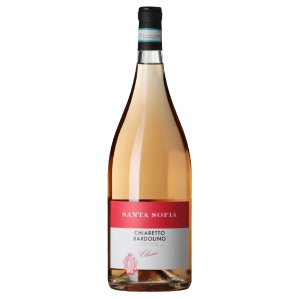 En flaske Santa Sofia Bardolino Chiaretto Classico Rosé Magnum vin på en hvid baggrund