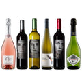 Collection of various wine bottles on a white background
