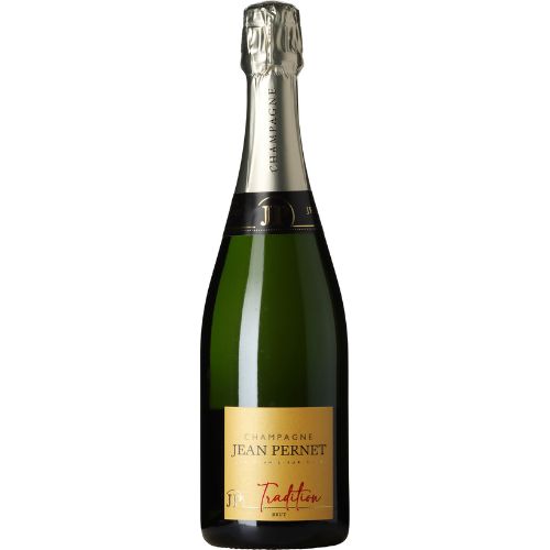 Bottle of Jean Pernet champagne on a white background