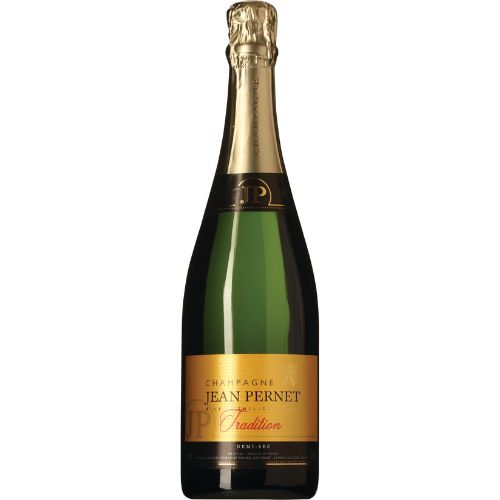 Bottle of Jean Pernet champagne on a white background