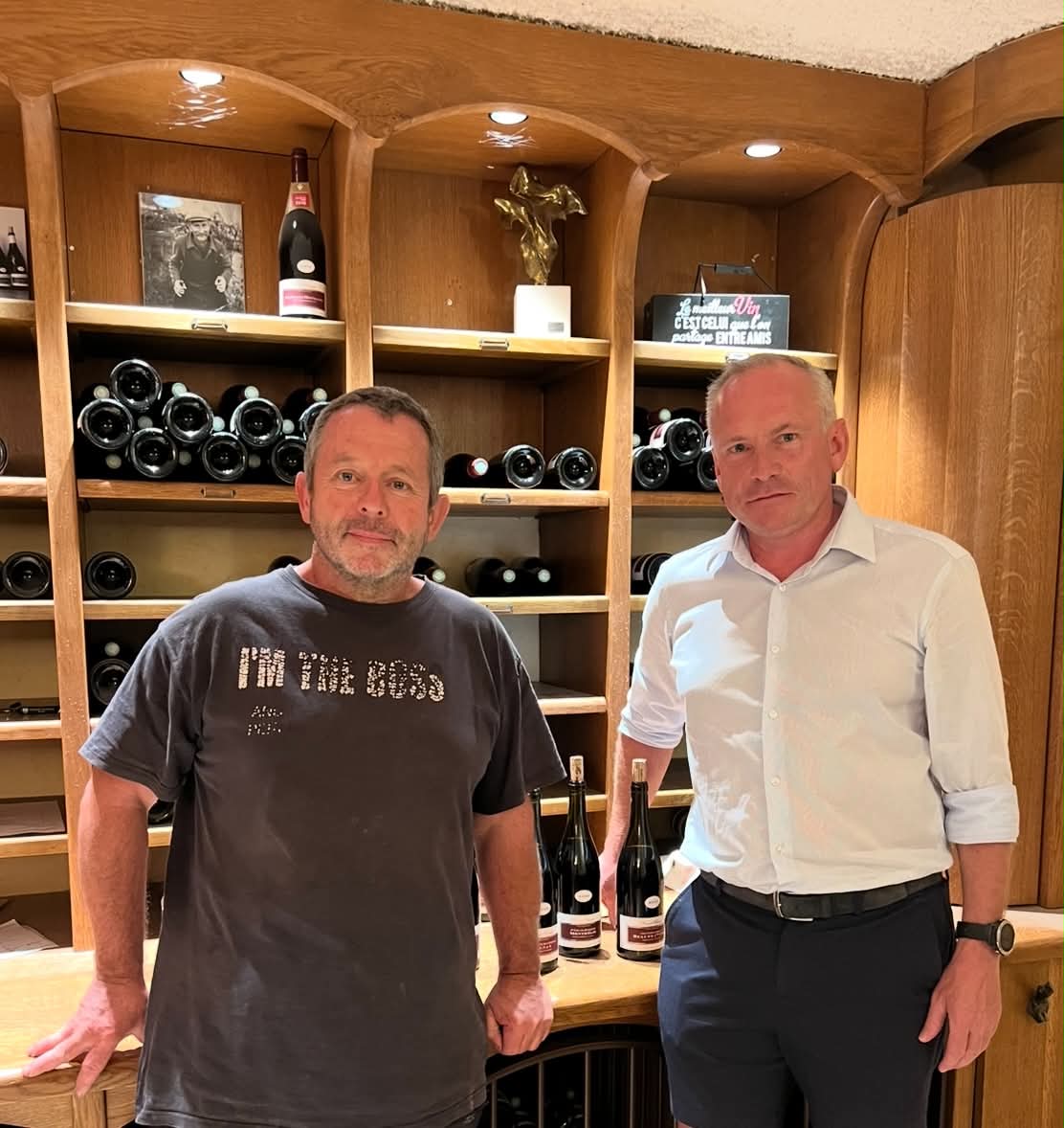 Et billede af VIncent Prunier og Keld som er ejer af good wine and more